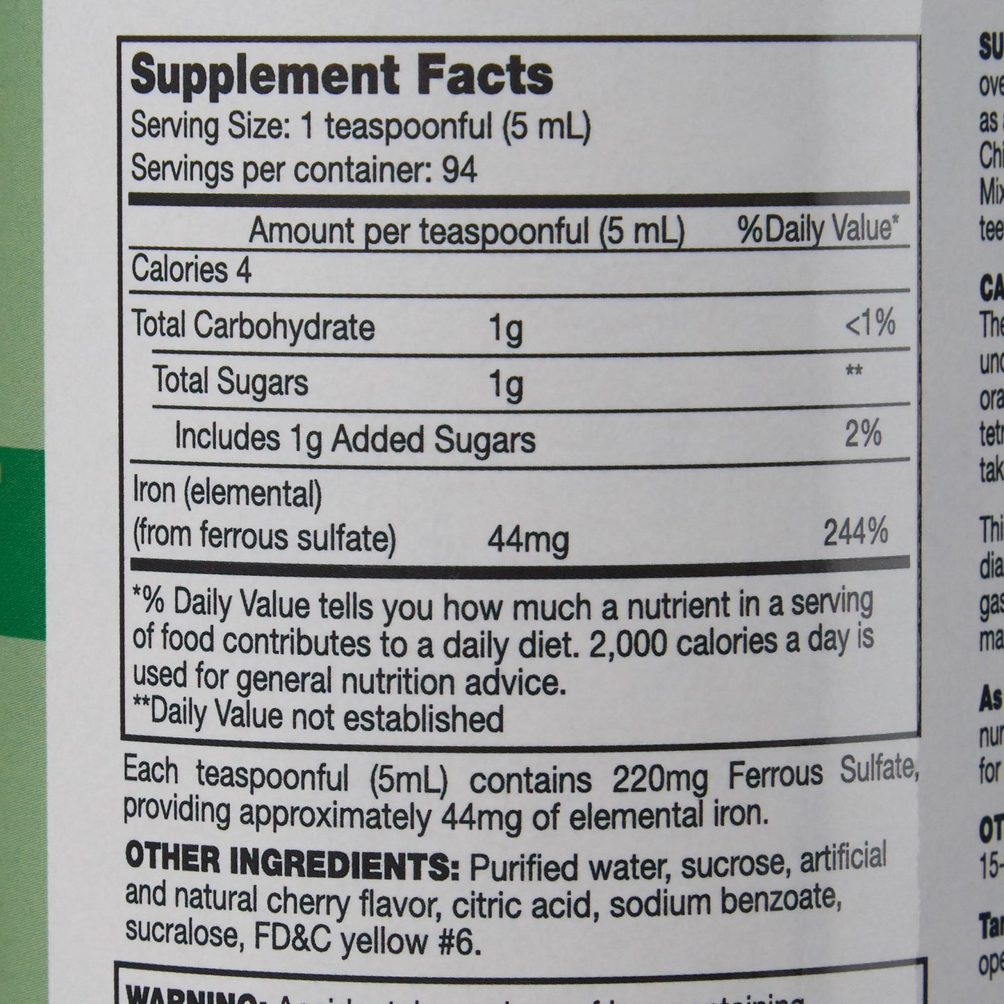 FERROUS SULFATE, LIQ 16OZ (12/CS)