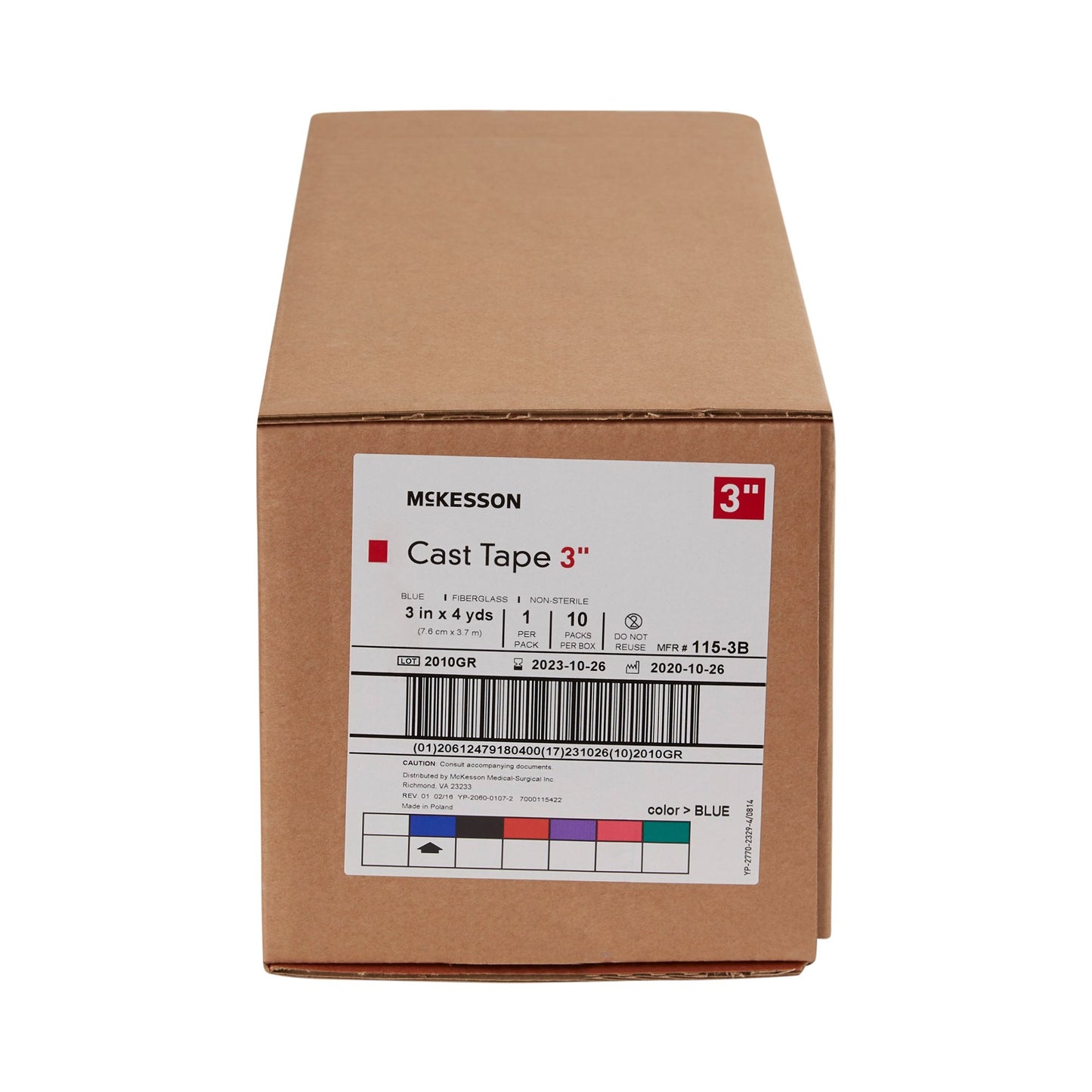 TAPE, CAST BLU LF 3"X4YDS (10RL/BX)