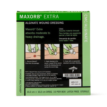 DRESSING, MAXORB XTRA CAL ALGINAT 4"X4" LF (10/BX 5BX/CS)