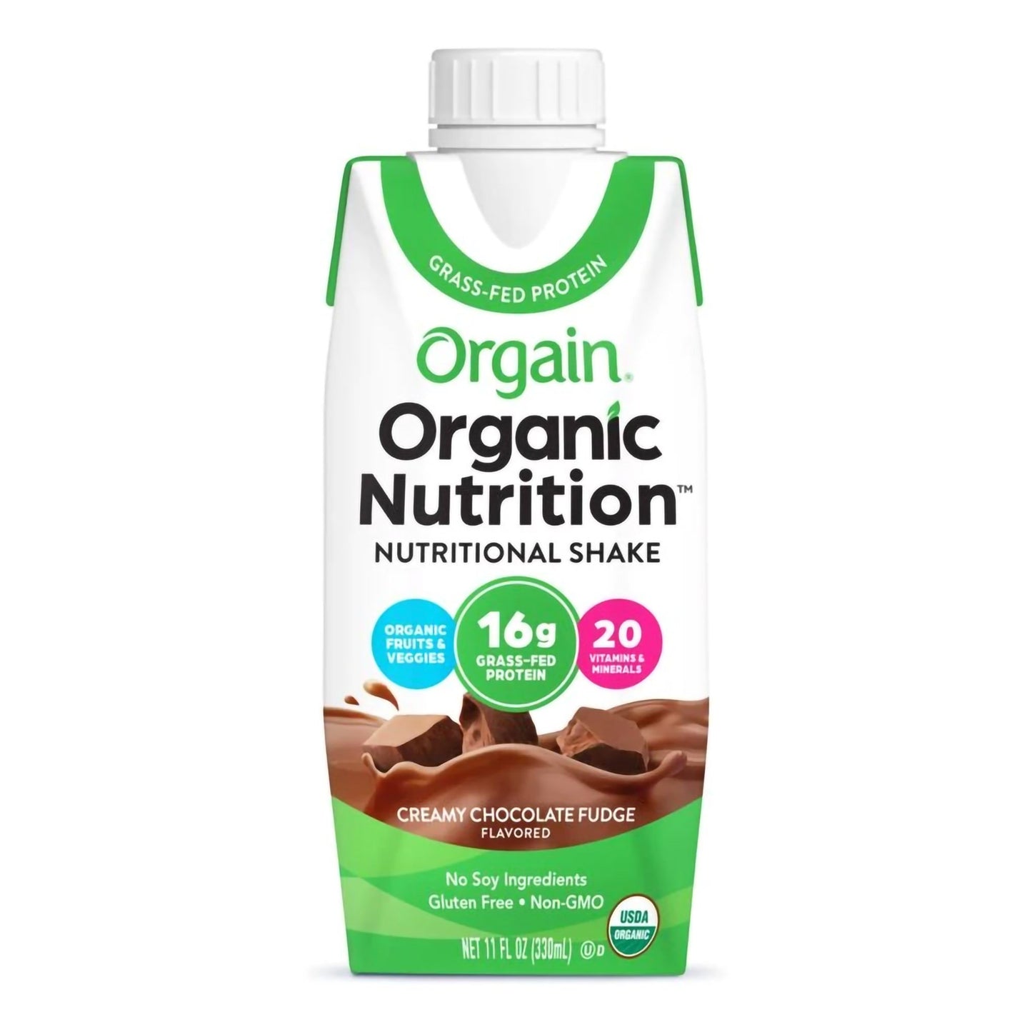 SHAKE, NUTRITIONAL ORGANIC CREAMY CHOC FUDGE 11OZ (12/CS)