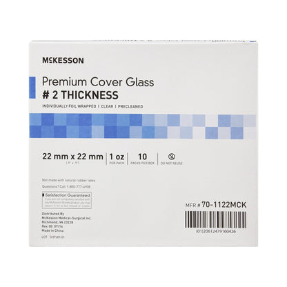 COVER GLASS, #2 PREMIUM 22X22MM (10PK/BX)