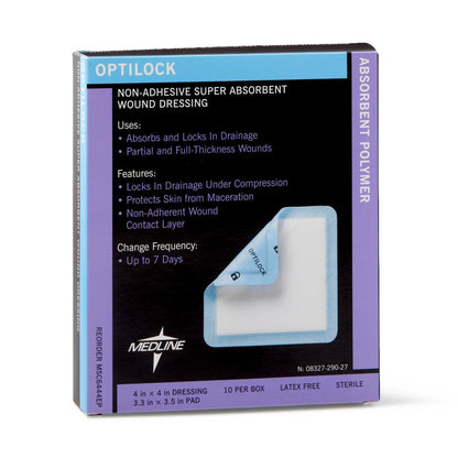 DRESSING, WND OPTILOCK N/ADH 4X4" (10/BX 10BX/CS)