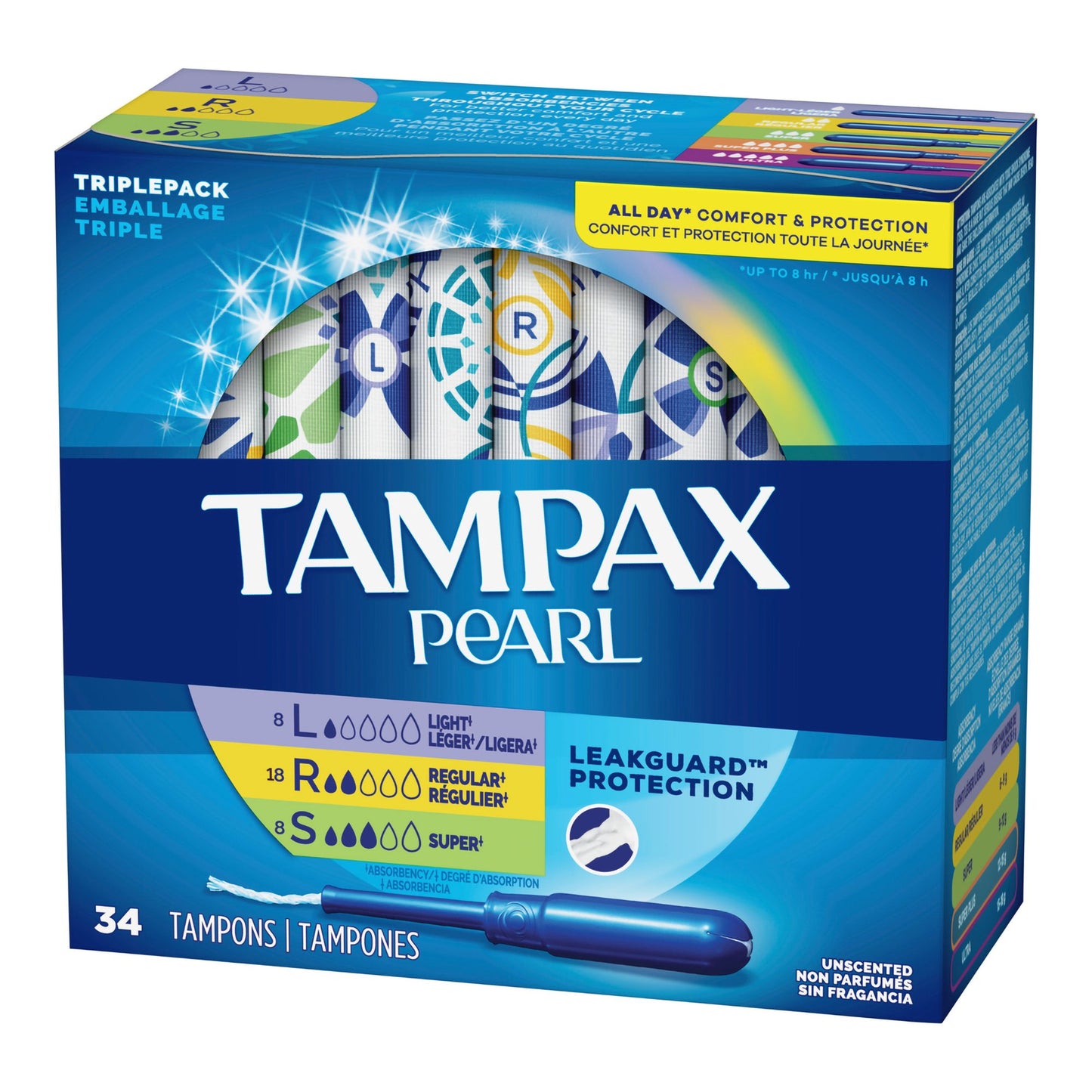 TAMPON, TAMPAX PEARL APPL TRIPLE PACK (34/BX)