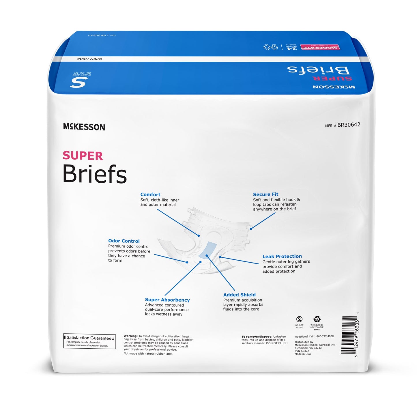 BRIEF, TAB CLOSURE SUPER SM 20-32" (24/BG 4BG/CS)