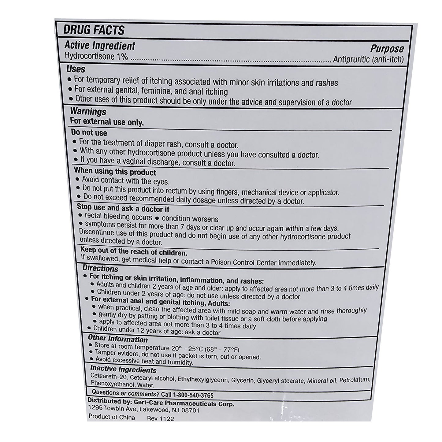 HYDROCORTISONE, CRM 1% 0.9GM (144/BX)