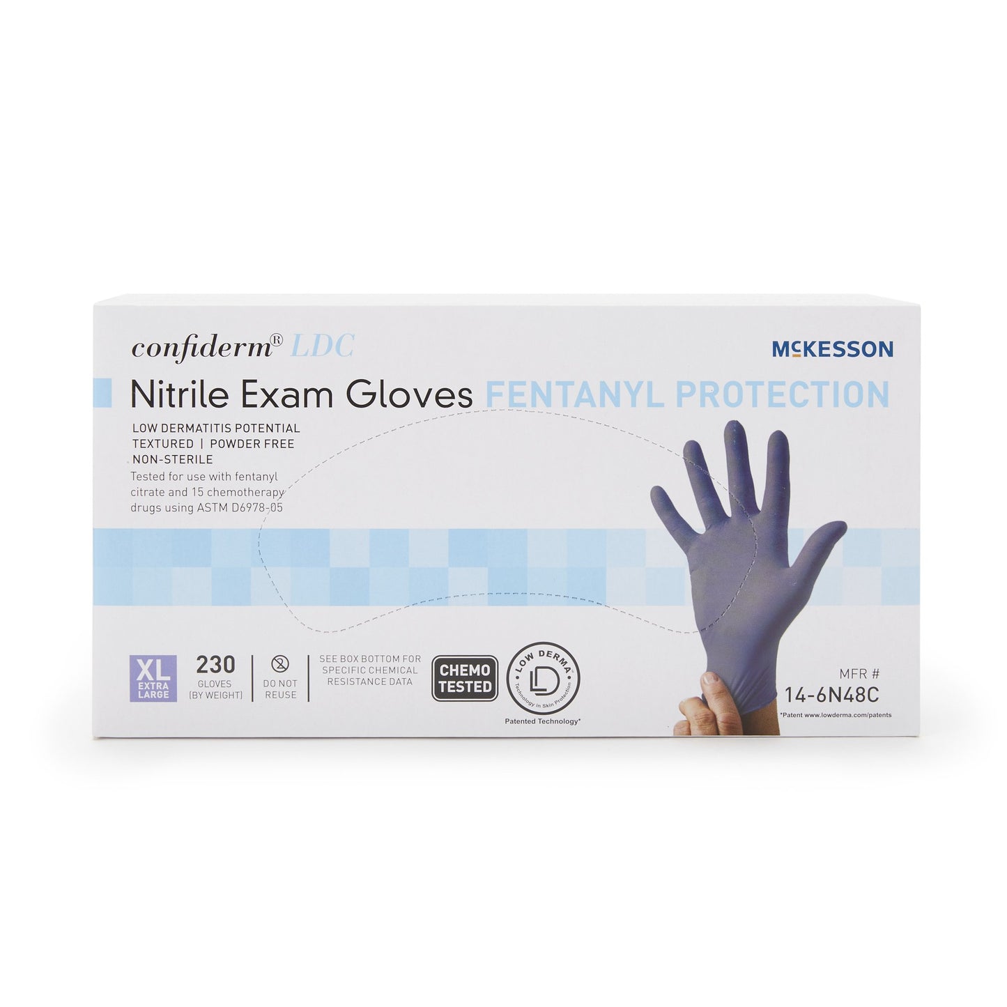 GLOVE, EXAM NTRL XL N/S CHEMO LDC BLU (230/BX 10BX/CS)