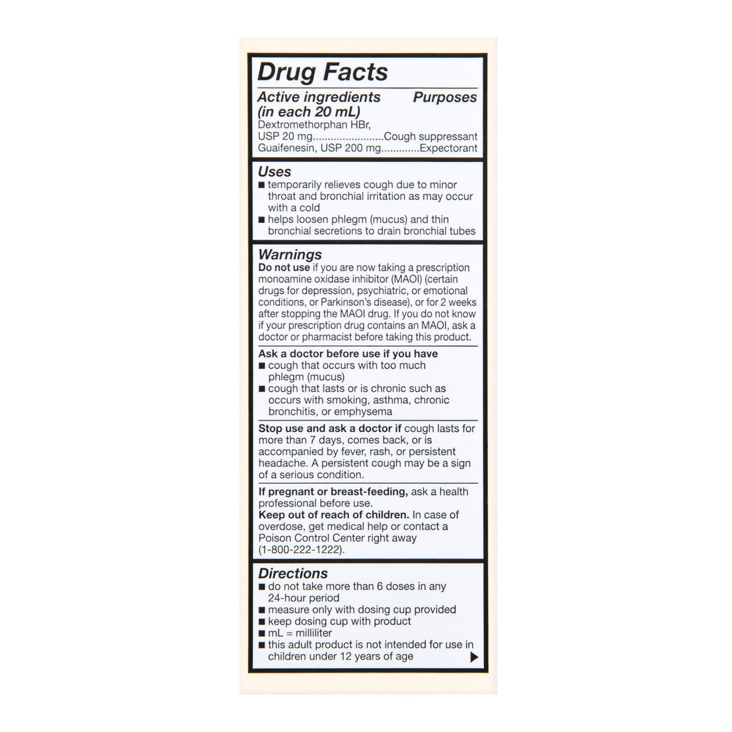TUSSIN DM, LIQ FT SM ADLT 50-5MG/5ML 4OZ