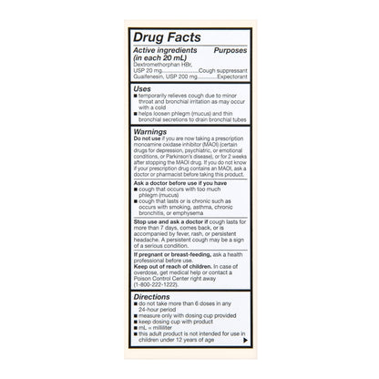 TUSSIN DM, LIQ FT SM ADLT 50-5MG/5ML 4OZ