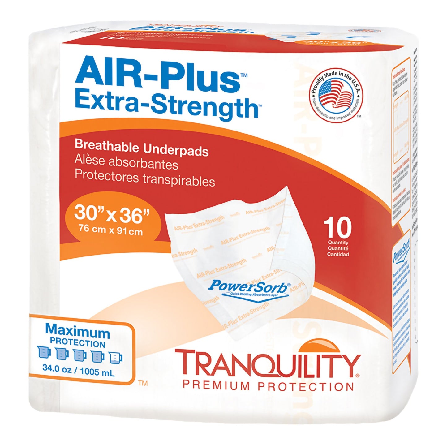 UNDERPAD, INCONT TRANQUILITY AIR-PLUS 30"X36" (10/BG 4/CS)