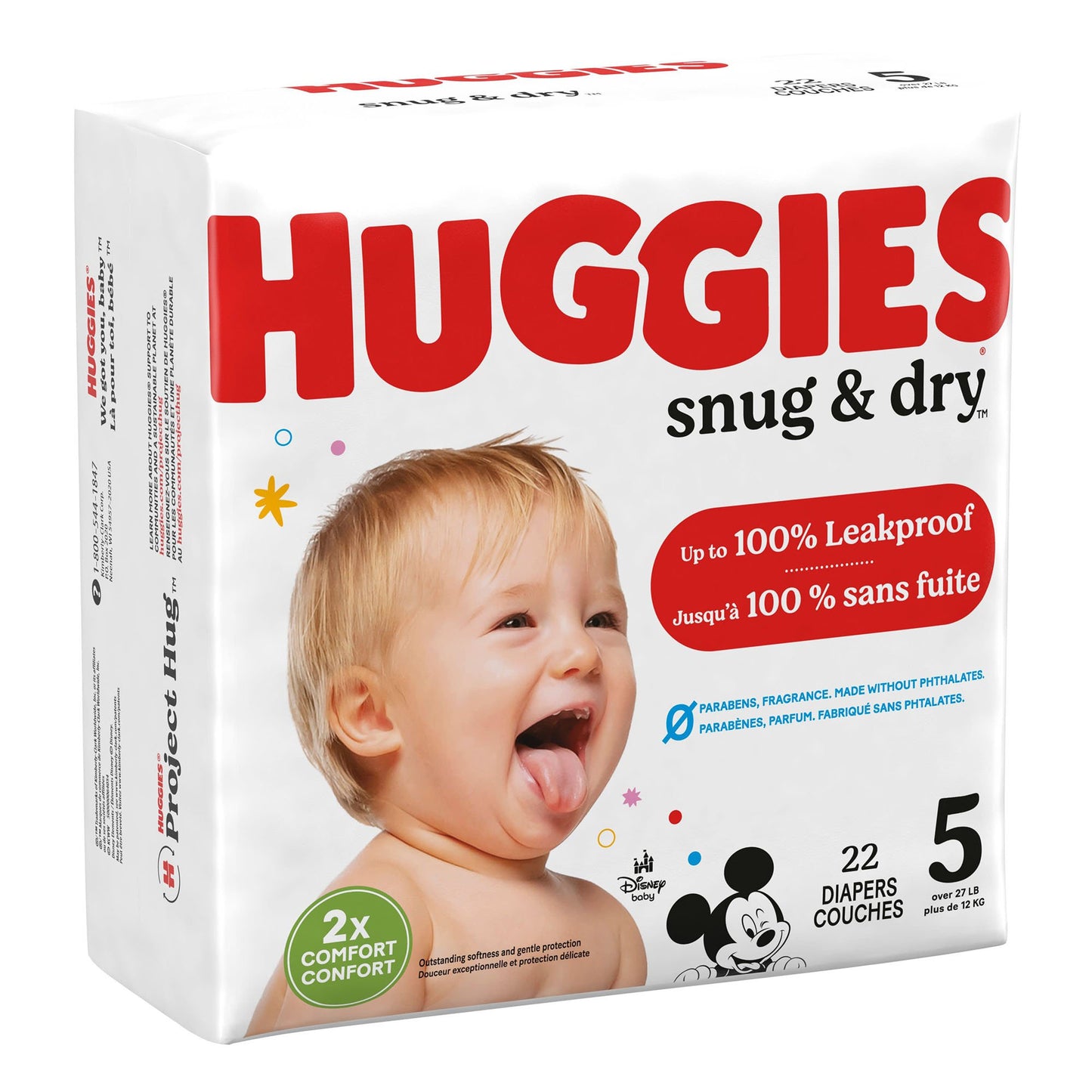 DIAPER, HUGGIES SNUG & DRY JUMBO PK SZ5 (22/PK 4PK/CS)