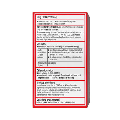 TYLENOL, CAP XS 500MG (100/BX 48BX/CS)