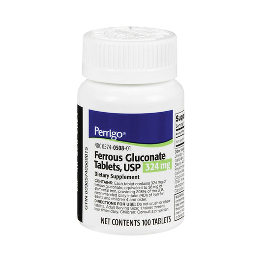FERROUS GLUCONATE, TAB 324MG (100/BT)