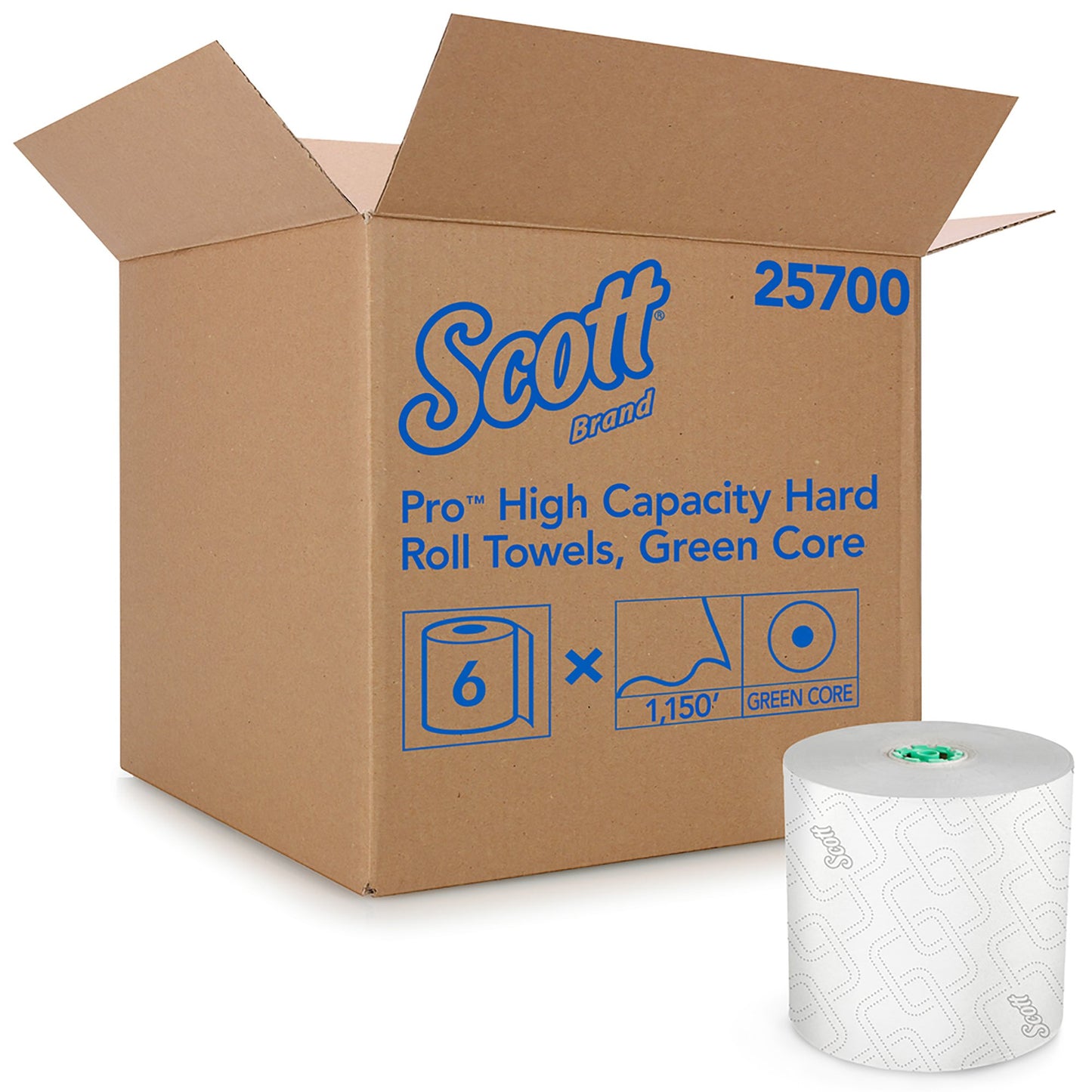 TOWEL ROLL, HARD SCOTT GRN/WHT7.5"X1150' (6/CS)