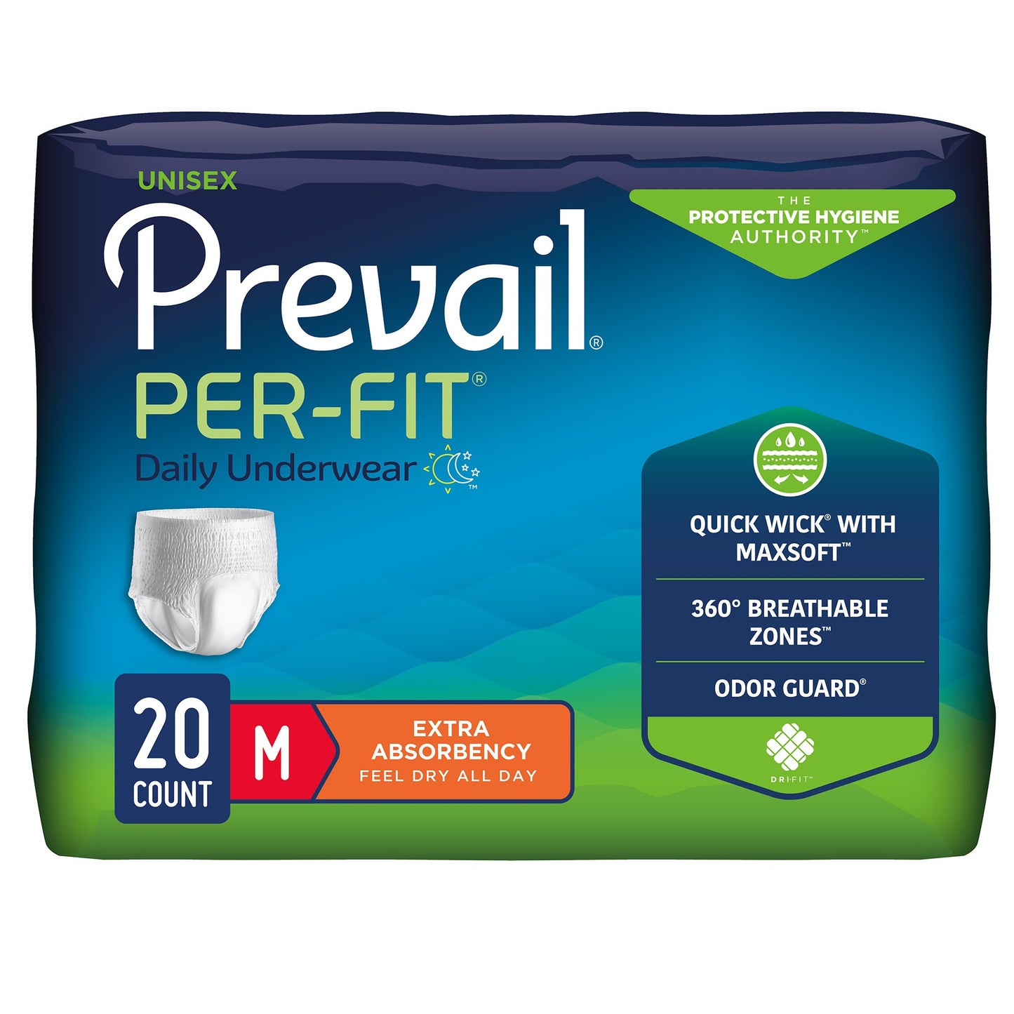 UNDERWEAR, PROTECTIVE PREVAIL PER-FIT MED DISP(20/BG 4BG/CS)