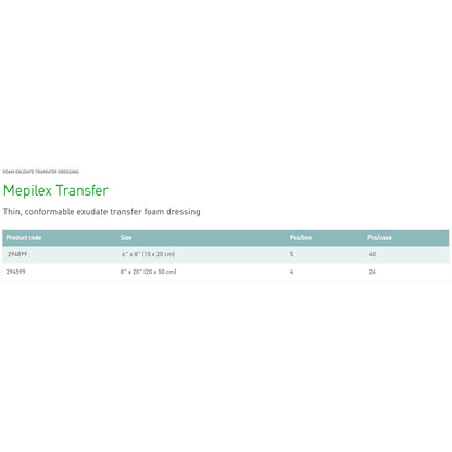 DRESSING, MEPILEX XFER 6"X8" (5/BX 8BX/CS)