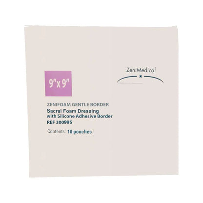 DRESSING, ZENIFOAM GENTLE BORDER SACRAL 9X9" (10/BX)