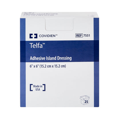 DRESSING, TELFA ADHSV ISLND 6X6 (25/BX)(4BX/CS KENDAL
