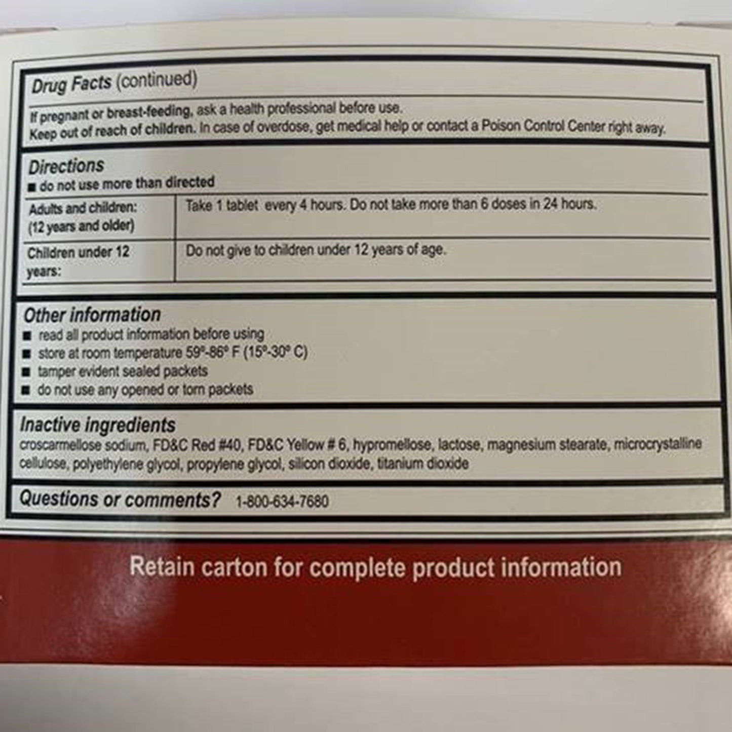 SINUS RELIEF, TAB 10MG (100/BX24BX/CS)