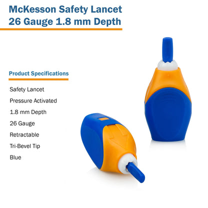 LANCET, SAFETY PRESS ACTIV BLU1.8MM 26G (100/BX 20BX/CS)