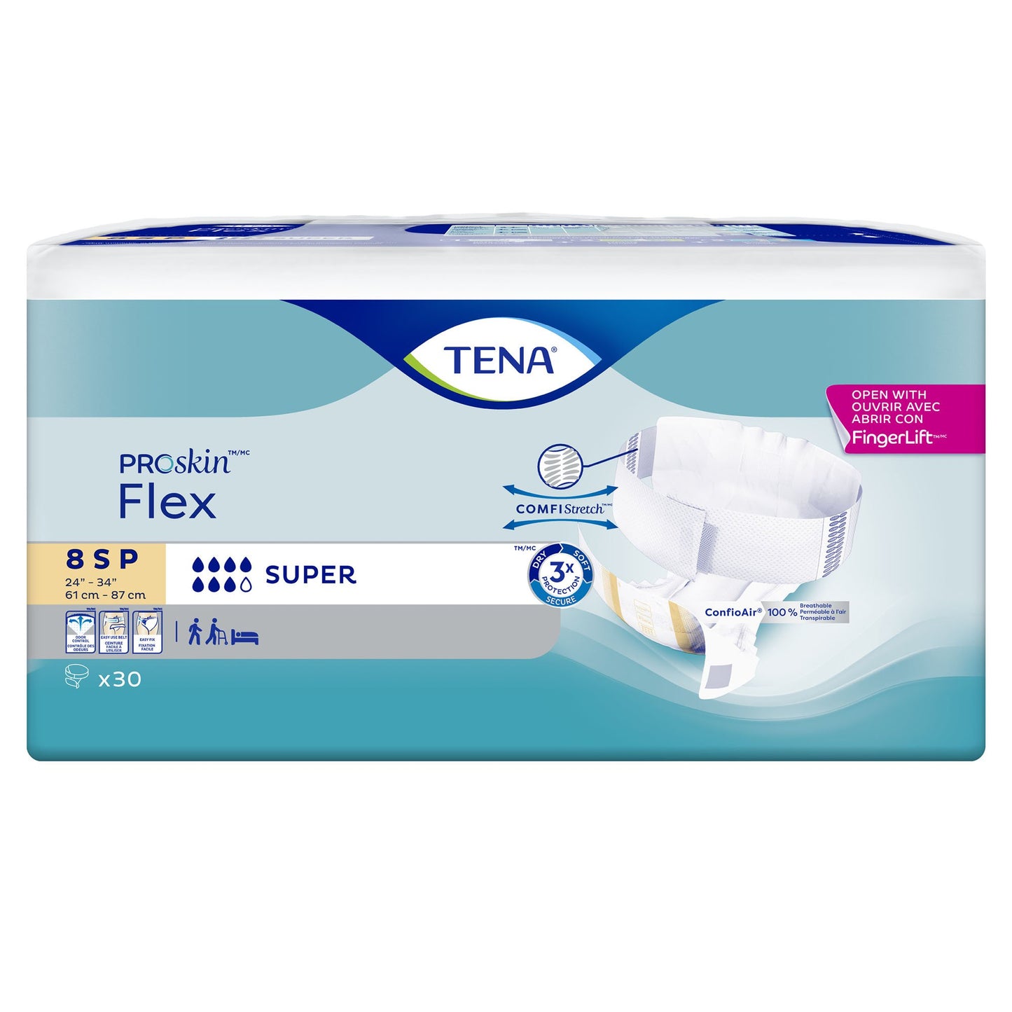BRIEF, TENA SUPER SZ8 24"X34" (30/PK 3PK/CS) SCAPER