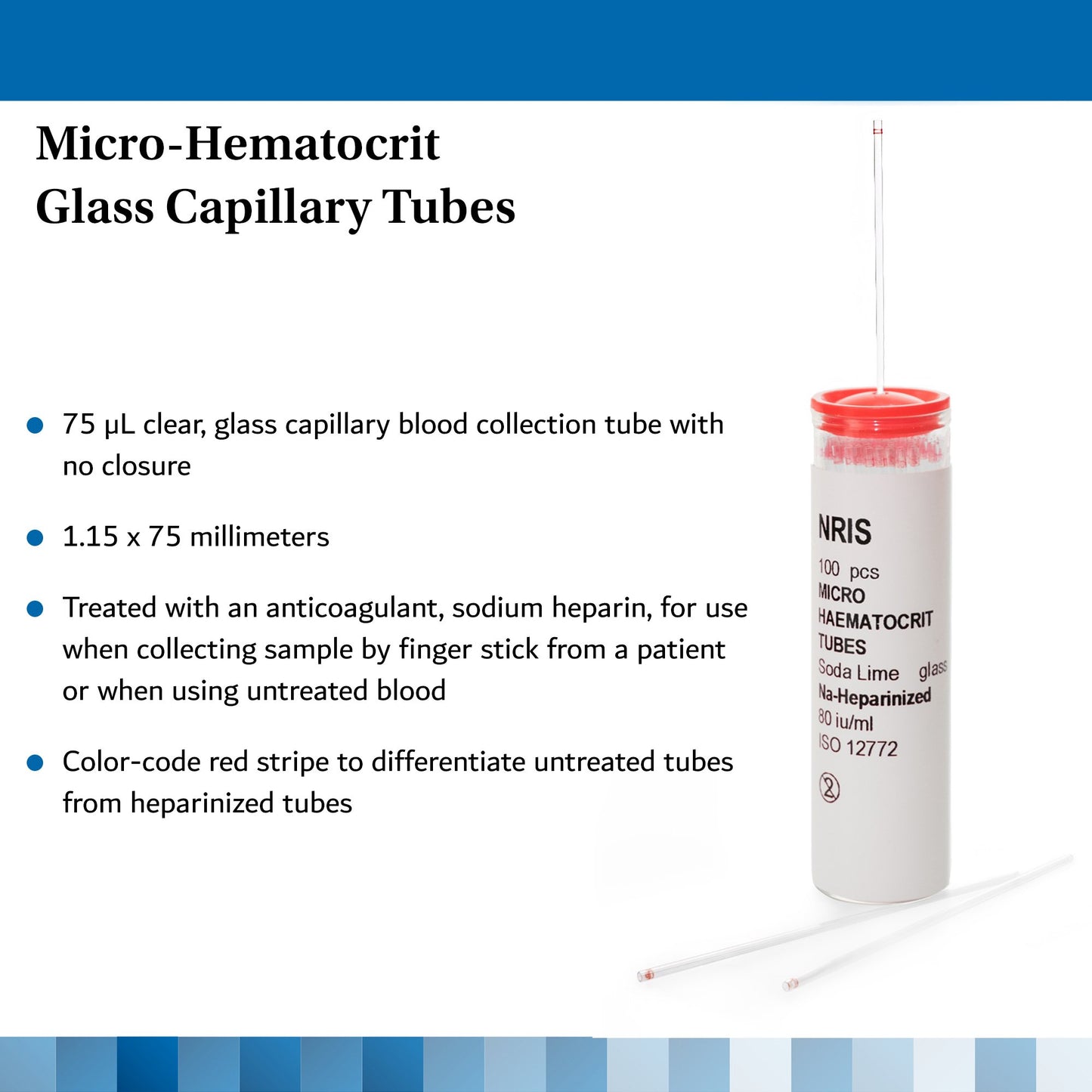TUBE, CAPILLARY SODHEP RED 75UL GLS (100/VL 10VL/BX)