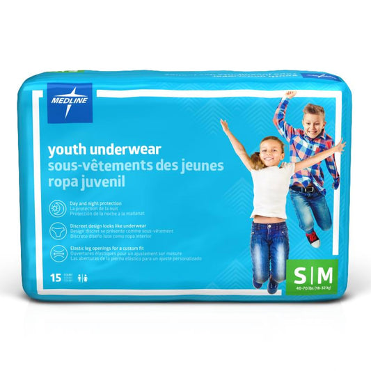 UNDERWEAR, PROTECT DRYTIME DISP YOUTH SM/MED (15/BG 4BG/CS)