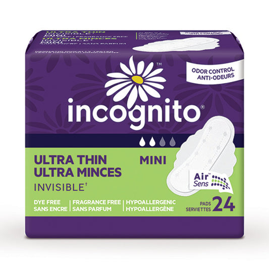 PAD, MAXI W/WINGS INCOGNITO ULTR THIN UNSCNTD (24/BG 6BG/CS)
