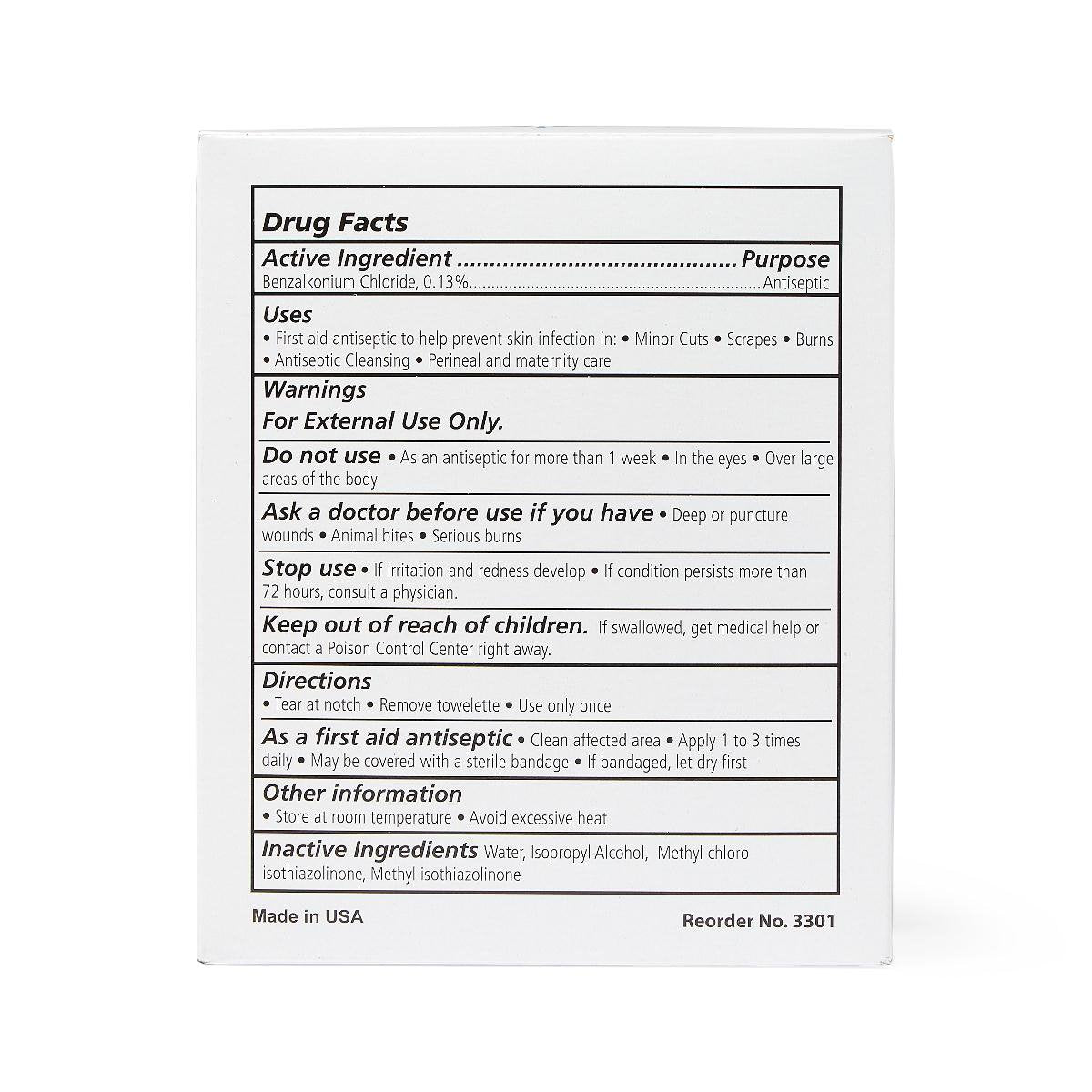 TOWELETTE, ANTISEPTIC CLEANSING WET BZK (100/BX 10BX/CS)