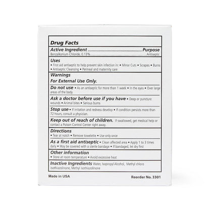TOWELETTE, ANTISEPTIC CLEANSING WET BZK (100/BX 10BX/CS)