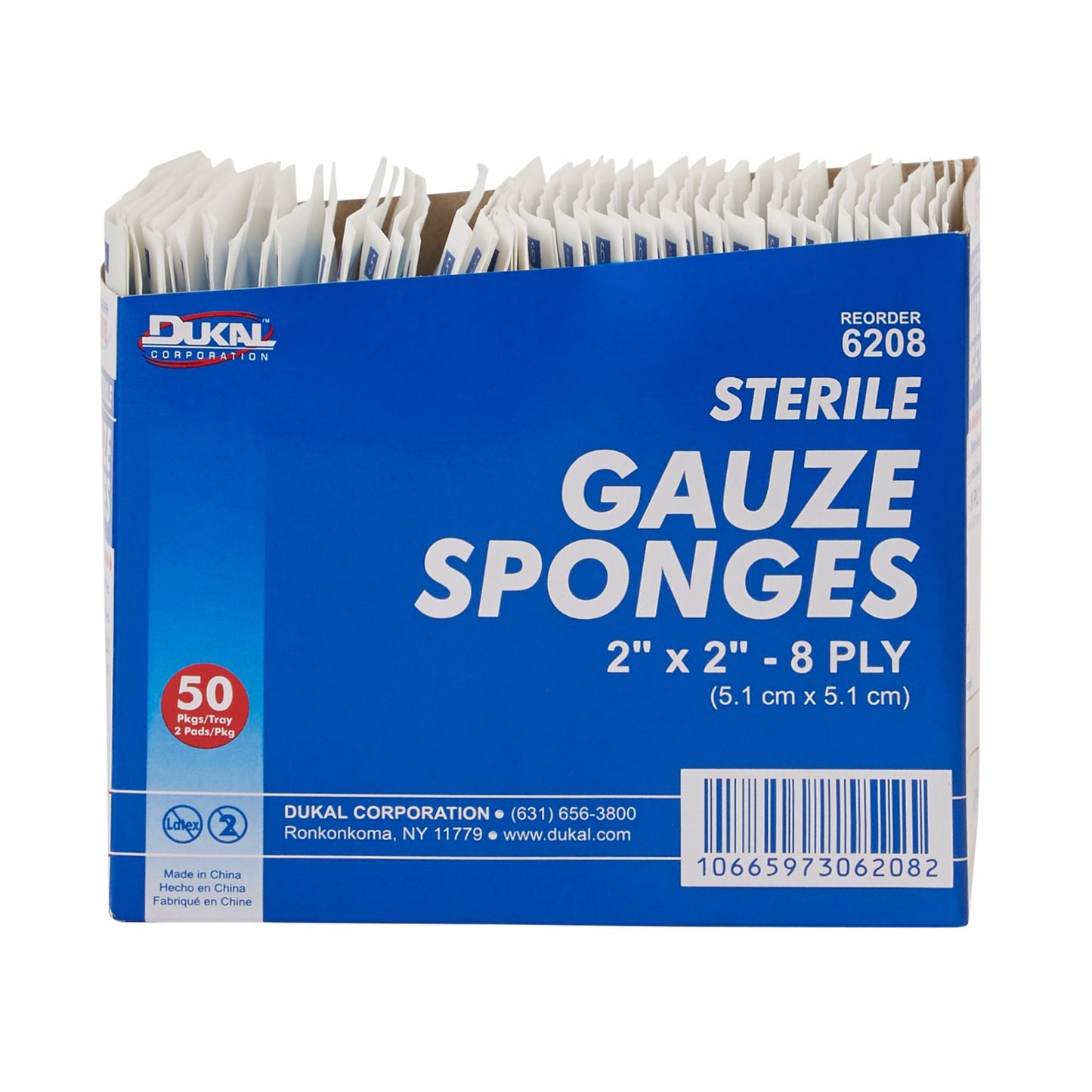 SPONGE, GAUZE 8PLY STR 2"X2" (100/BX 30BX/CS)
