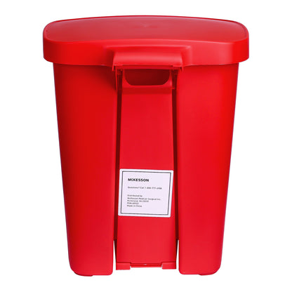 WASTECAN, STEP-ON RECTGL PLAS RED 32QT
