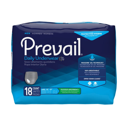 UNDERWEAR, PREVAIL MEN 38"-50"LG (18/BG 4BG/CS)