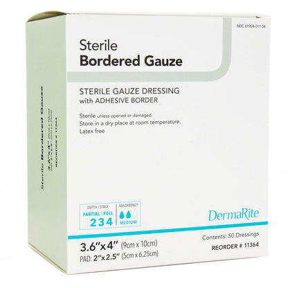 GAUZE, BORDERED STERILE ISLAND3.6X4 (50/BX)