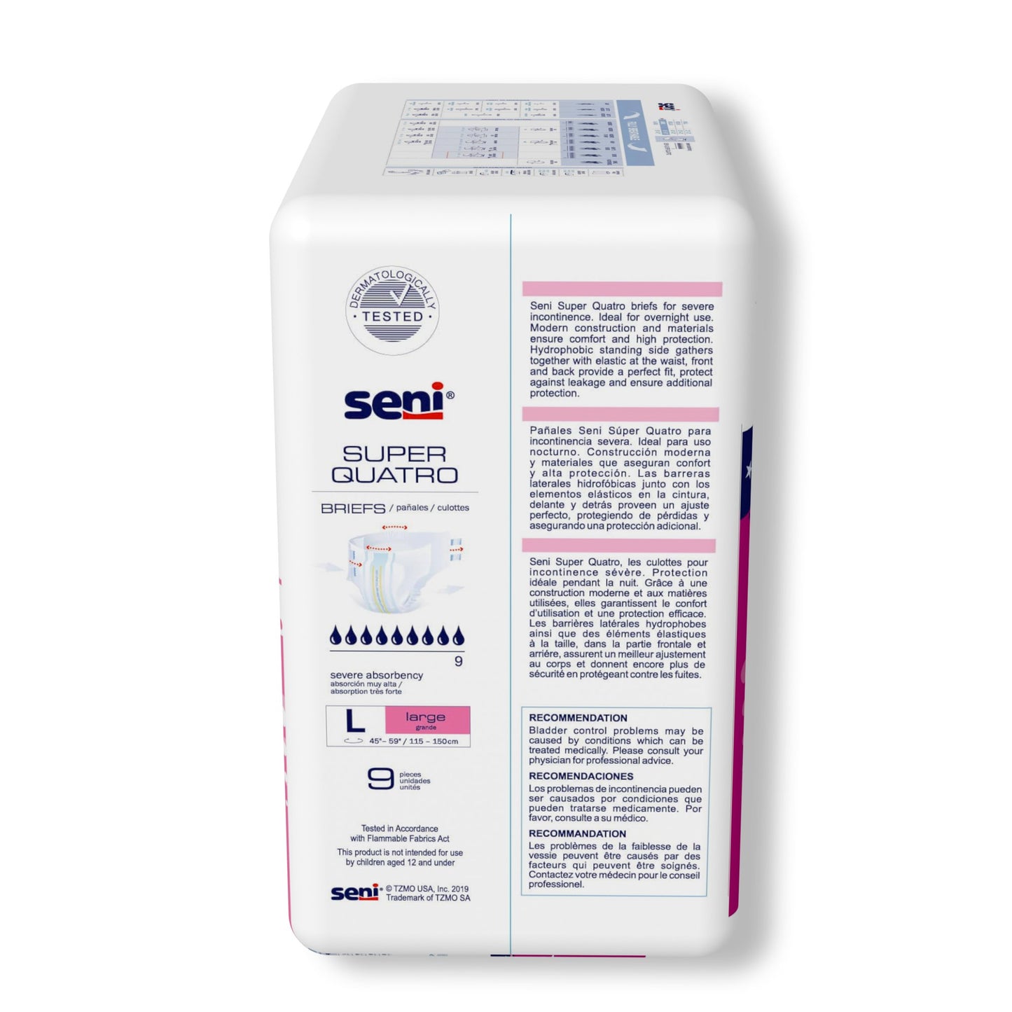 BRIEF, INCONT SENI SUPER QUATRO LG 45-59" (9/PK 4PK/CS)