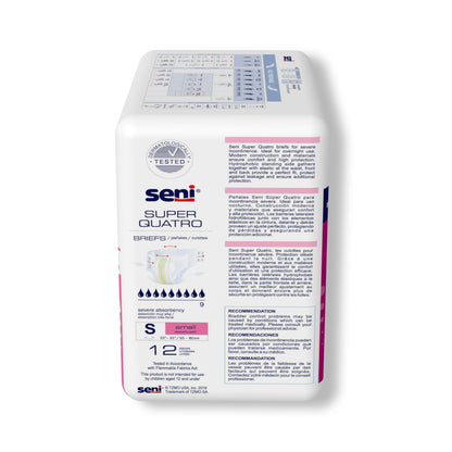 BRIEF, INCONT SENI SUPER QUATRO SM 22"-31" (12/PK 4PK/CS)