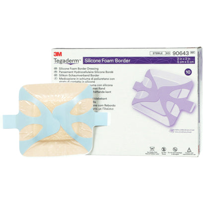 DRESSING, TEGADERM SIL FOAM BORDERED 2"X2" (10/BX 6BX/CS)