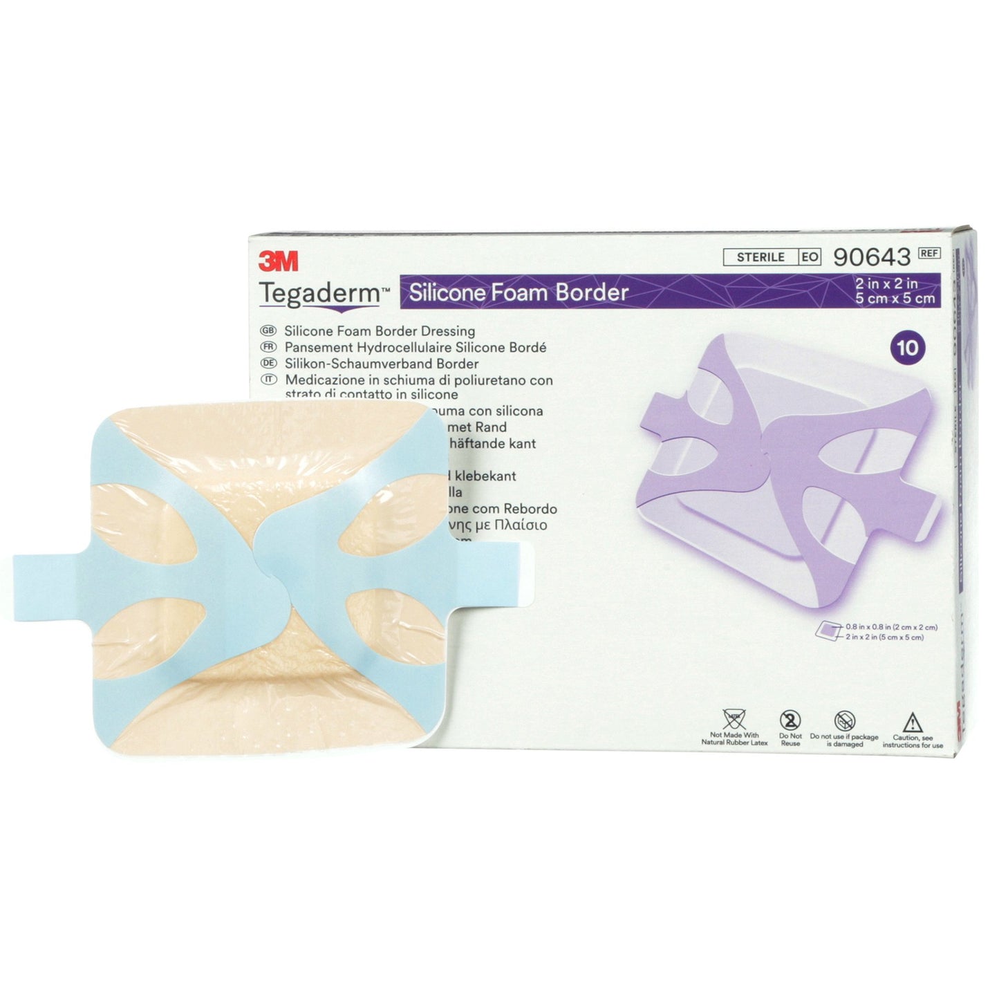 DRESSING, TEGADERM SIL FOAM BORDERED 2"X2" (10/BX 6BX/CS)