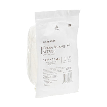 BANDAGE ROLL, GAUZE FLUFF STR 3.4"X3.6YDS (96/CS)