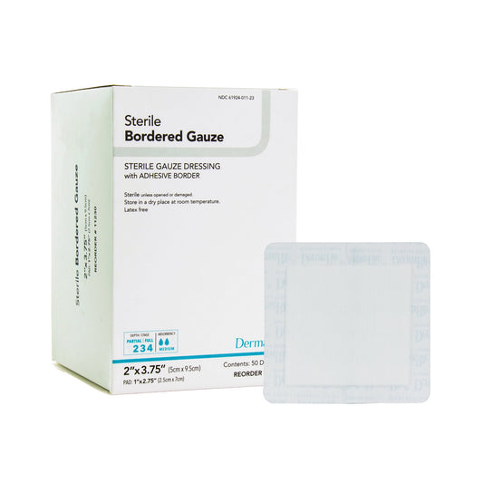 GAUZE, BORDERED STERILE ISLAND2X3.75 (50/BX)