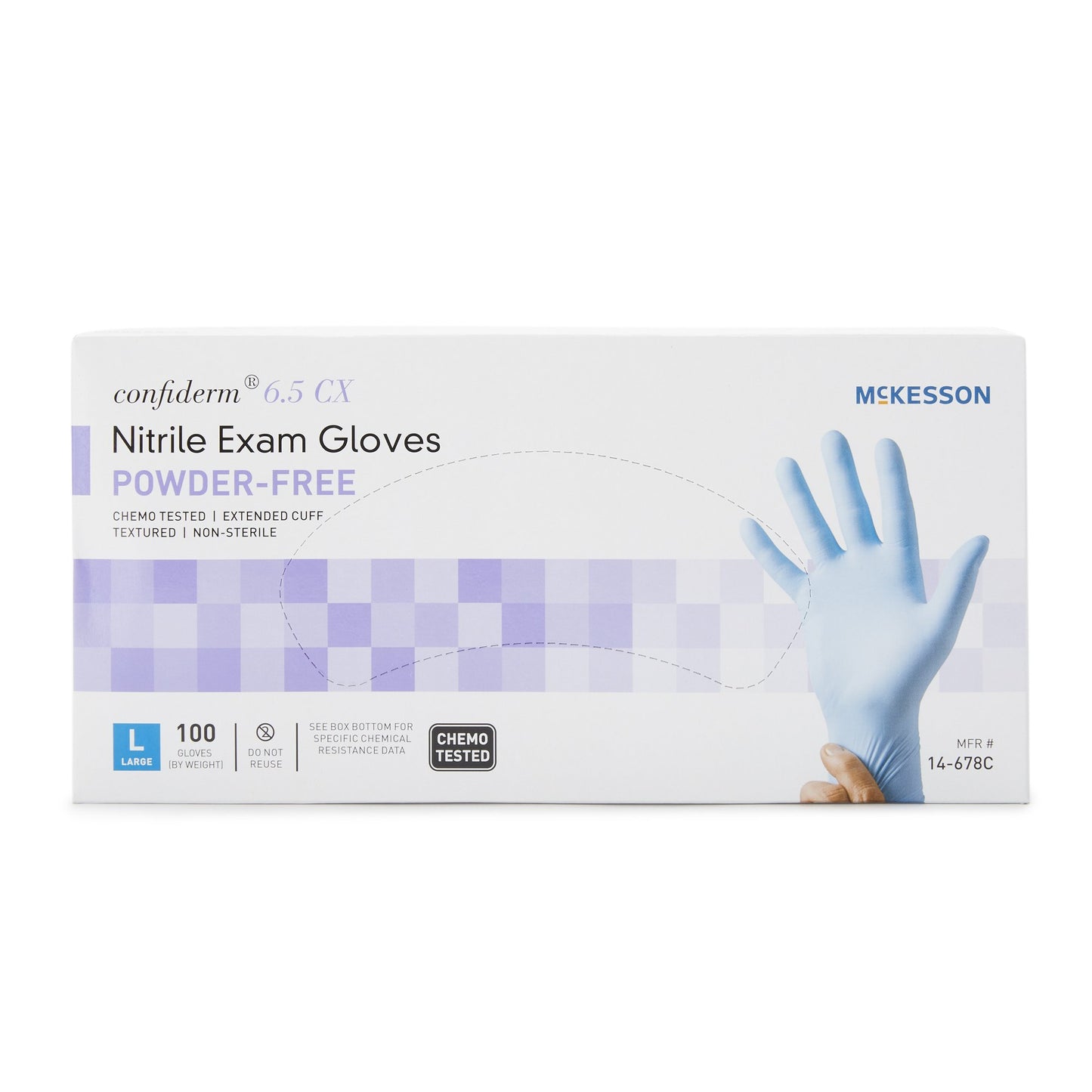 GLOVE, EXAM NTRL LG N/S EXTCF CHEMO 6.5CX (100/BX 10BX/CS)