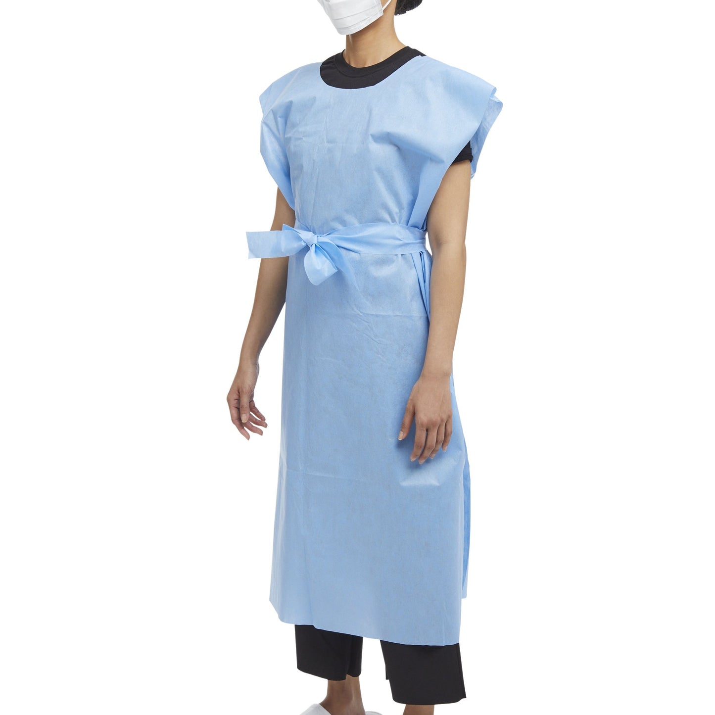 GOWN EXAM XL BLU 50/CS SEWN SHOULDER