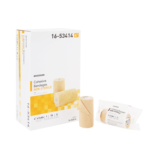 BANDAGE, COHESIVE N/S LF TAN 4" (18/CS)