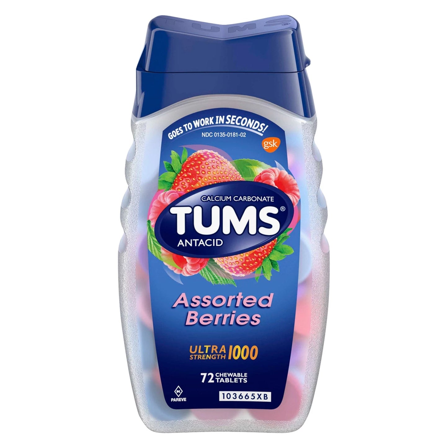 TUMS, TAB CHEW ULTRA 1000 ANTACID ASTD BERRIES (72/BT)