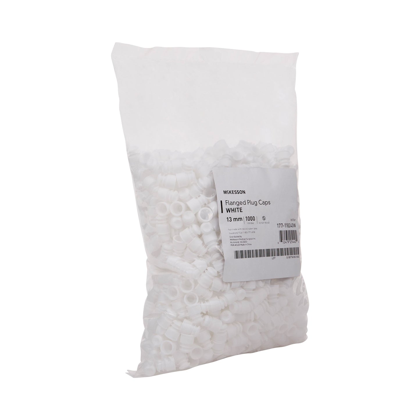 CAP, VAC TUBE WHT 13MM (1000/BG 20BG/CS)