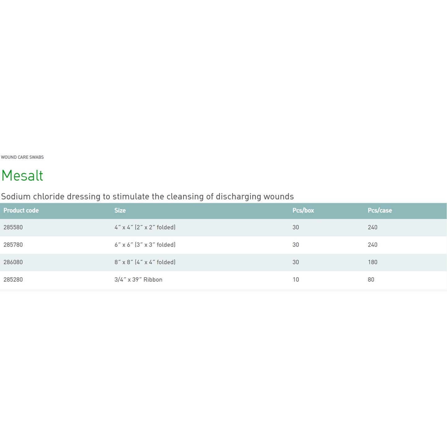 DRESSING, MESALT STR 2"X2" (30/BX 8BX/CS)