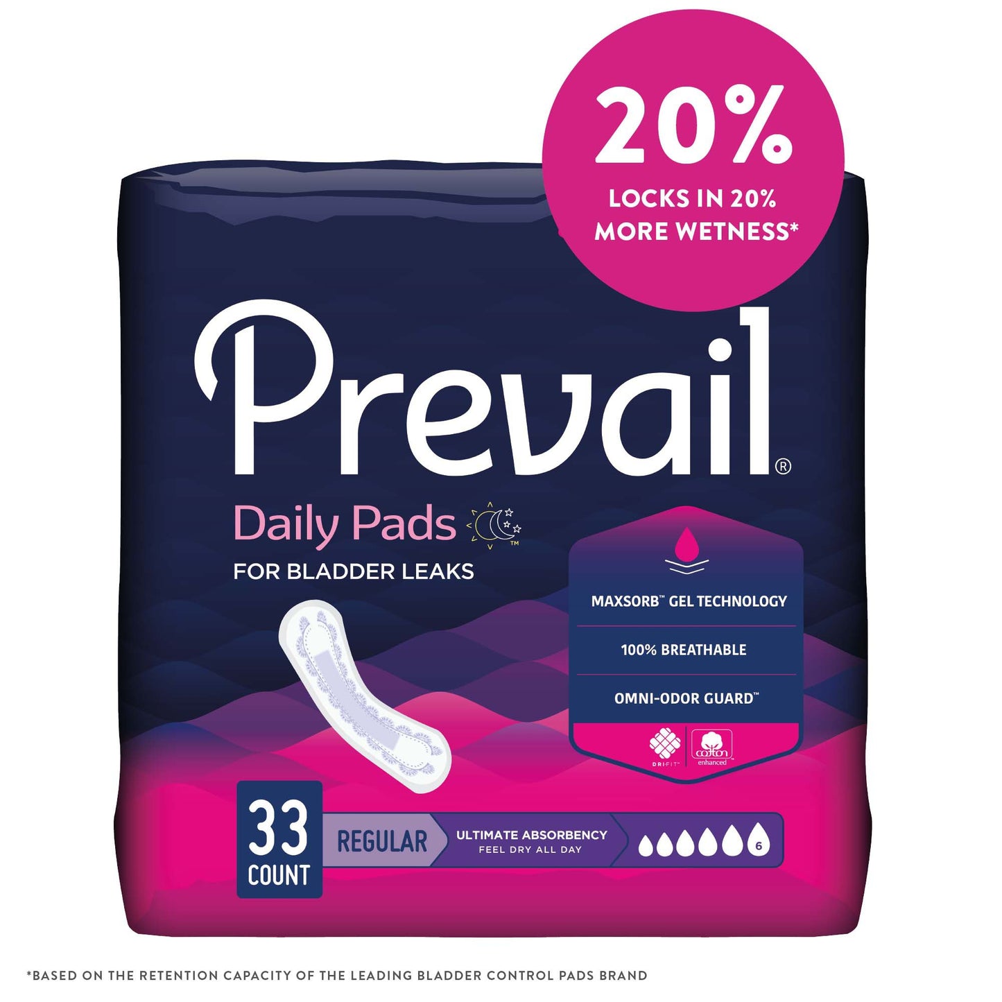 PAD, INCONT PREVAIL UTIMATE ABSORBENCY (33/PK 4PK/CS)