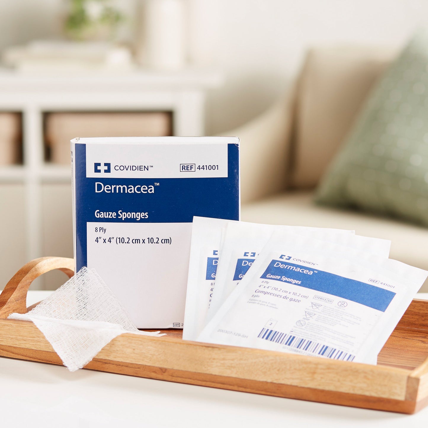 SPONGE, GAUZE DERMACEA 8PLY S TR 4"X4" (25PK/BX 24BX/CS)