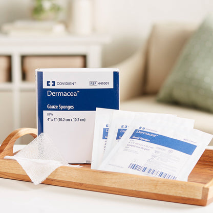 SPONGE, GAUZE DERMACEA 8PLY S TR 4"X4" (25PK/BX 24BX/CS)
