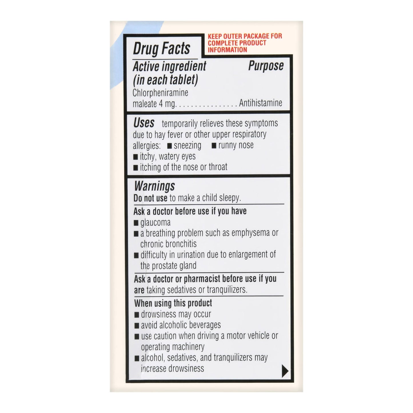 ALLERGY, TAB FT SM 4HOUR 4MG (100/BT)