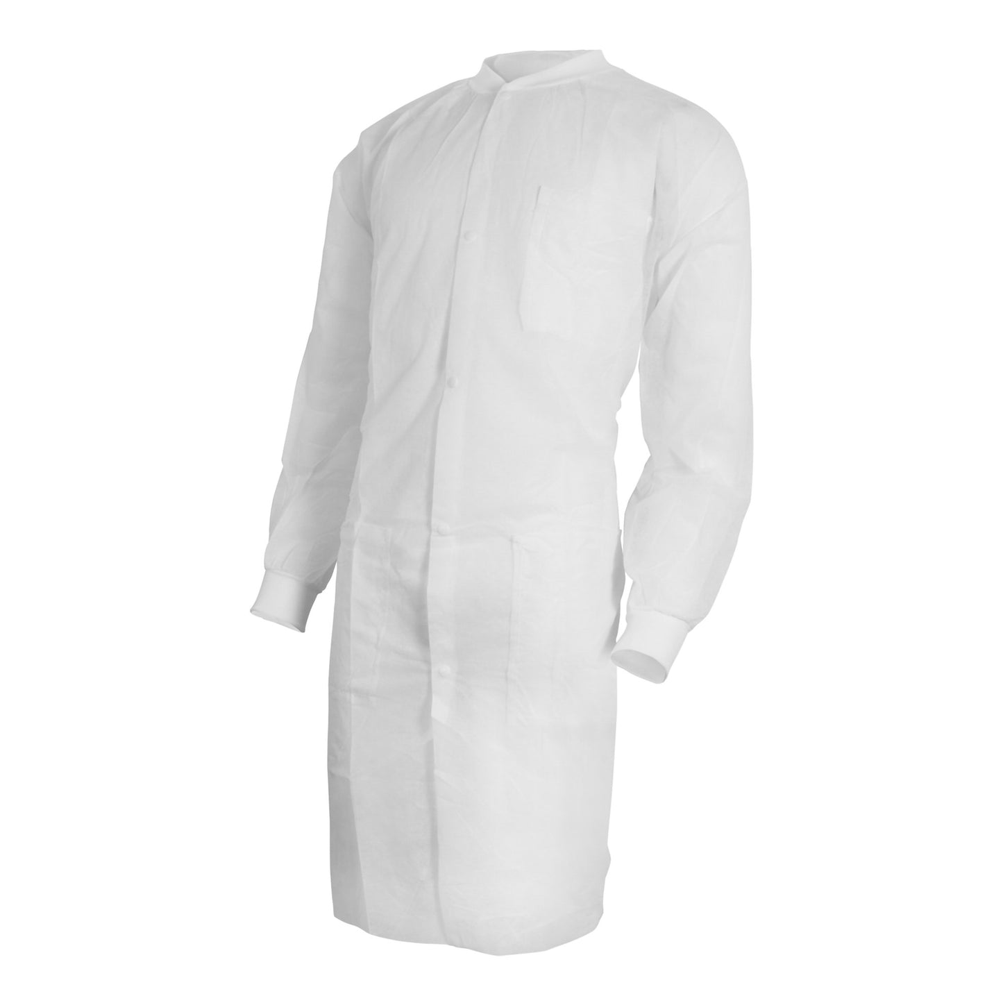 COAT, LAB KNITCUFF LF WHT SM/MED (10/BG 3BG/CS)